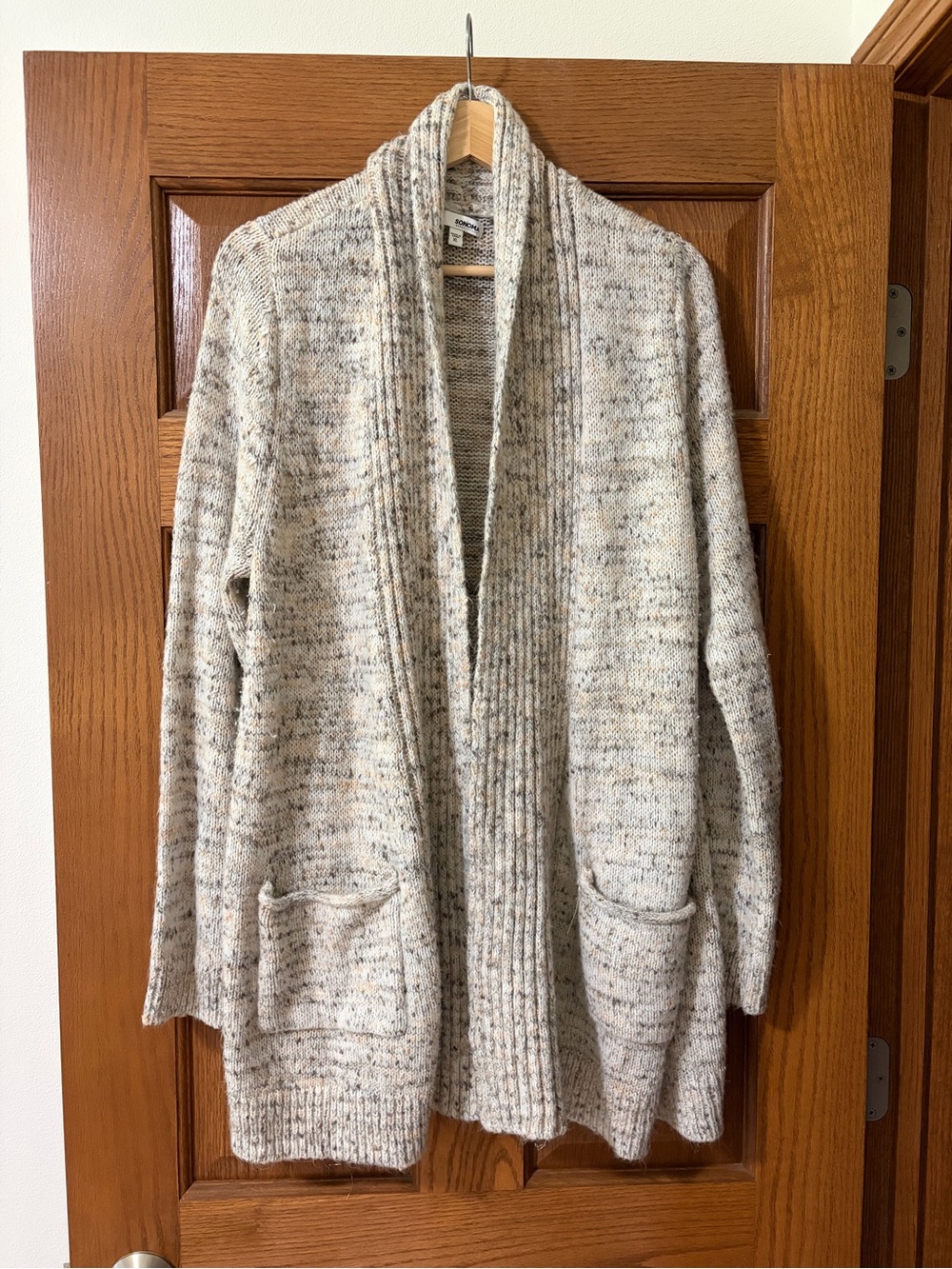 Kohl's Cream Speckled Open-Front Cardigan